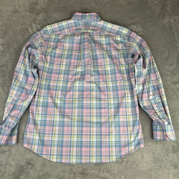 Lands End Button Down Shirt Mens M 15-15.5 Pink Blue Plaid Traditional Fit‎ - Picture 3 of 10